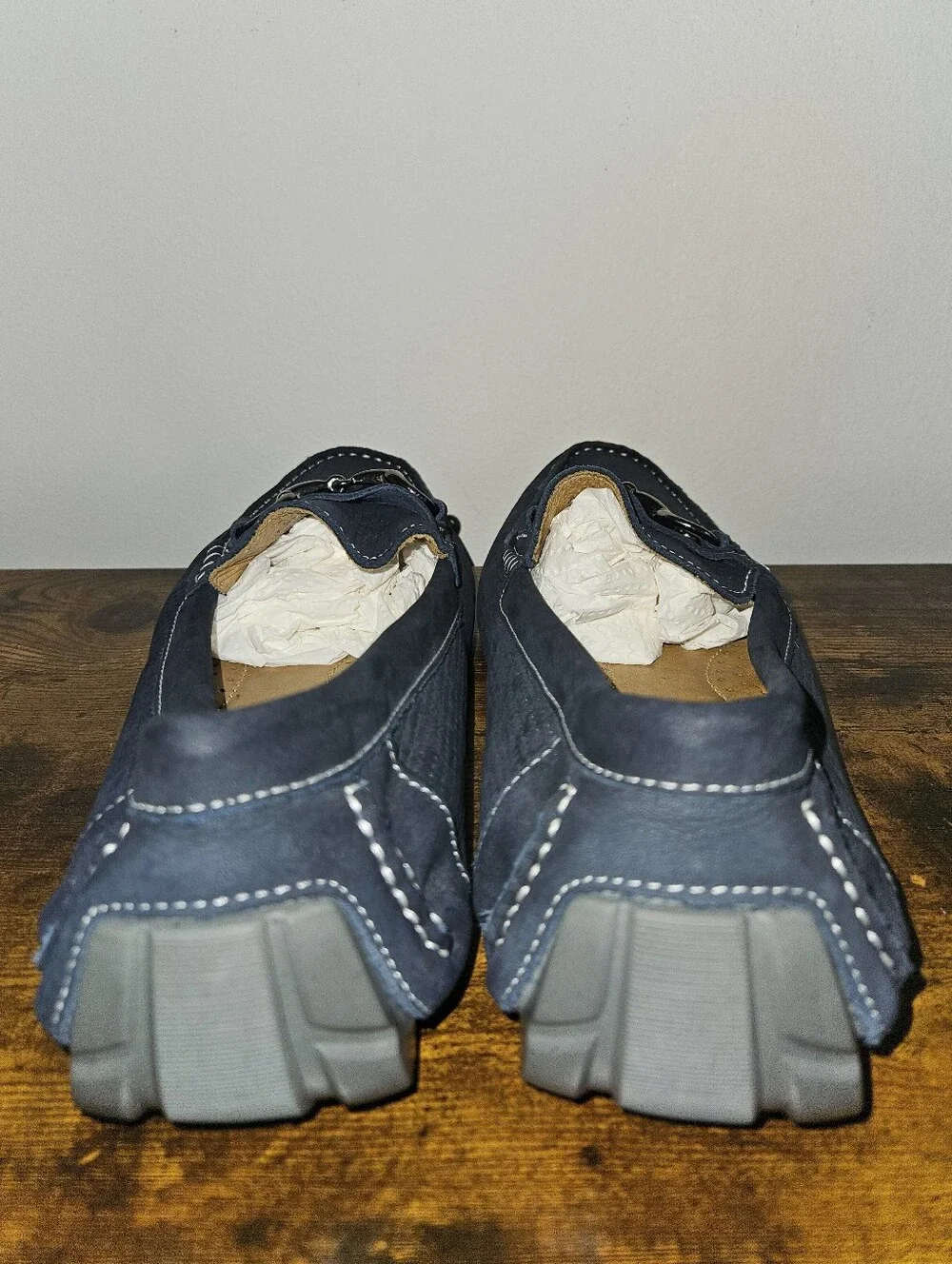 1901 Navy Perforated Leather Bit Loafers